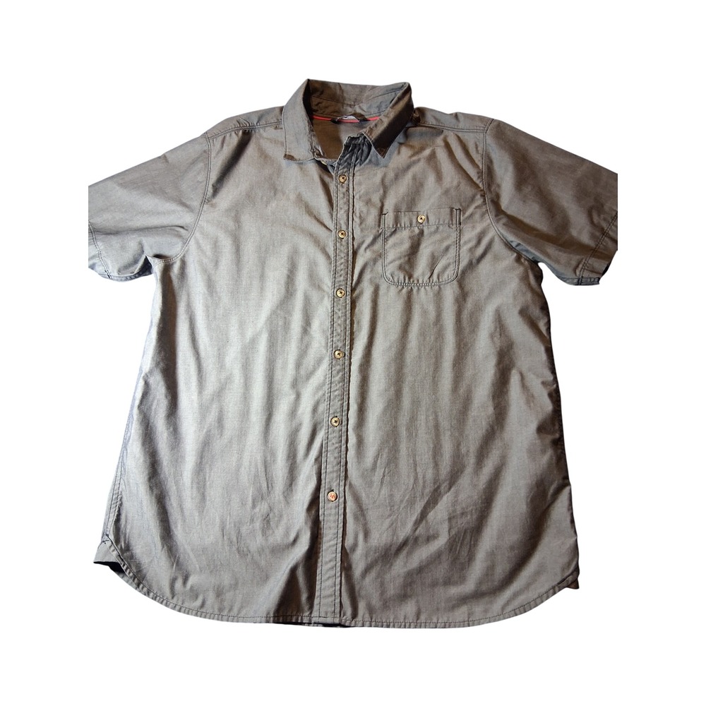 The North Face Mens XL Gray Short Sleeve Button Down Shirt Chest Pocket Casual